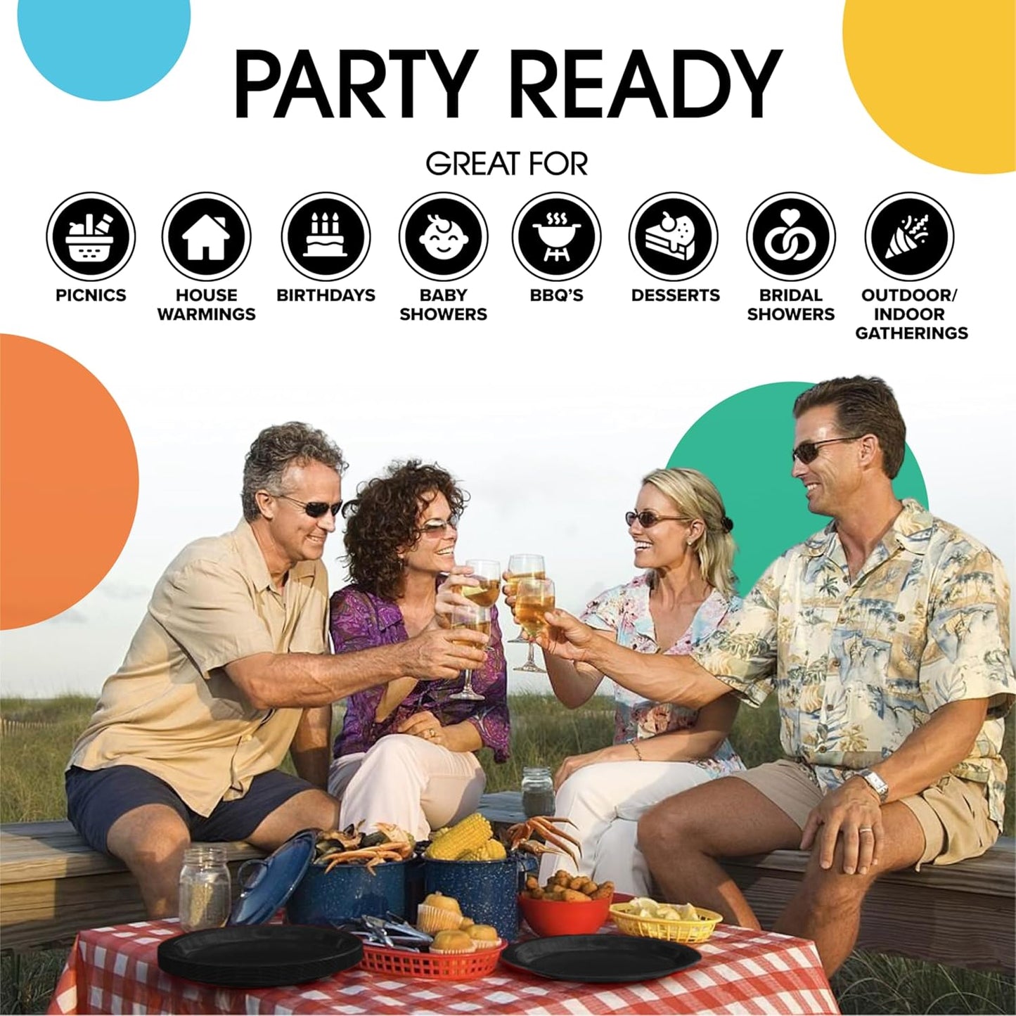 Exquisite Black Paper Plates Disposable Heavy Duty 10 Inch Black Disposable Plates For Party 100 Pcs Heavy Duty Paper Plate 350 GSM, Birthday Party Supplies Plate Set