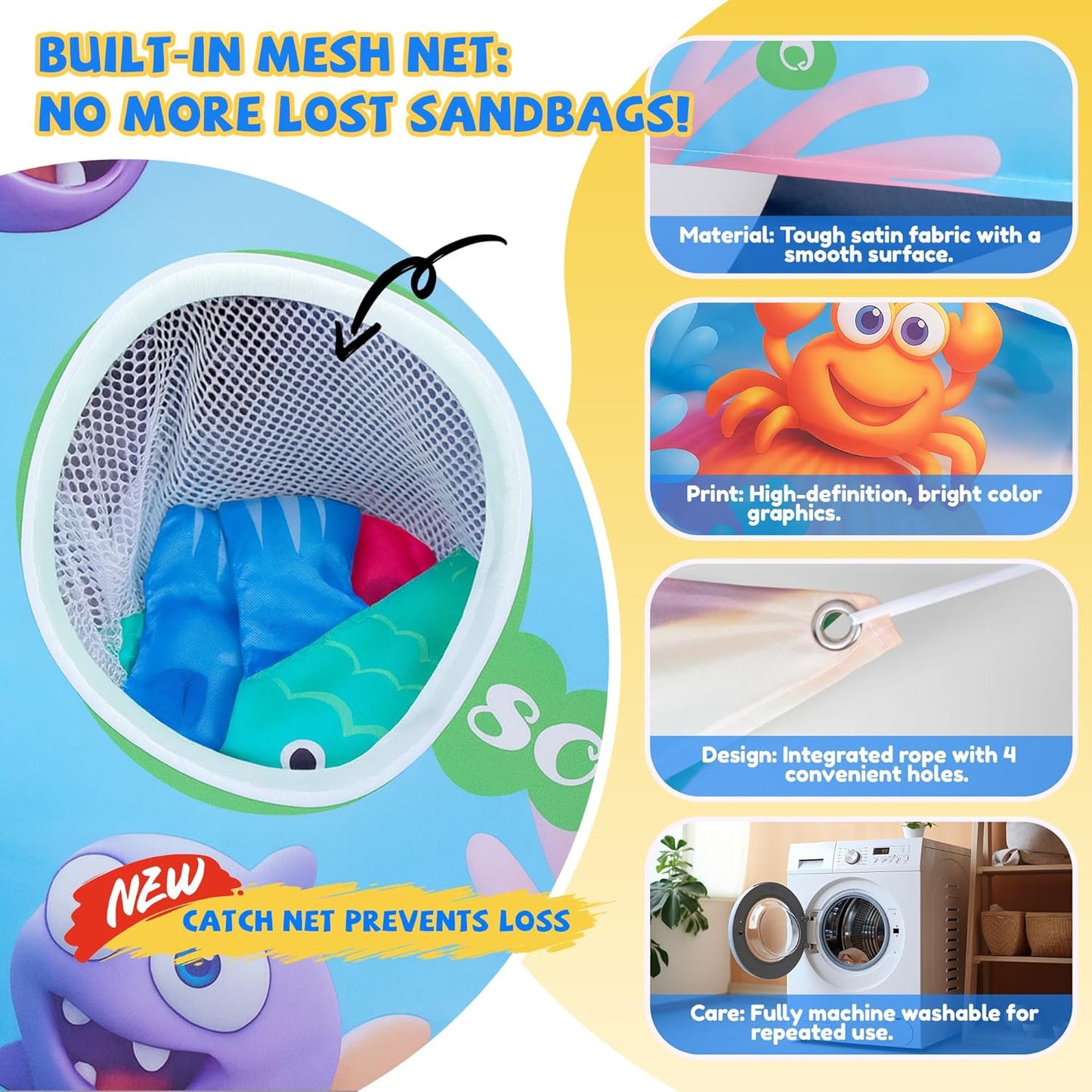 3-in-1 Carnival Games Set with Wooden Ring Toss, Bean Bags & Rope Rings | Outdoor & Indoor Toys for Kids, Adults, Family | Lawn Games for Garden, Birthday Party, Backyard Fun