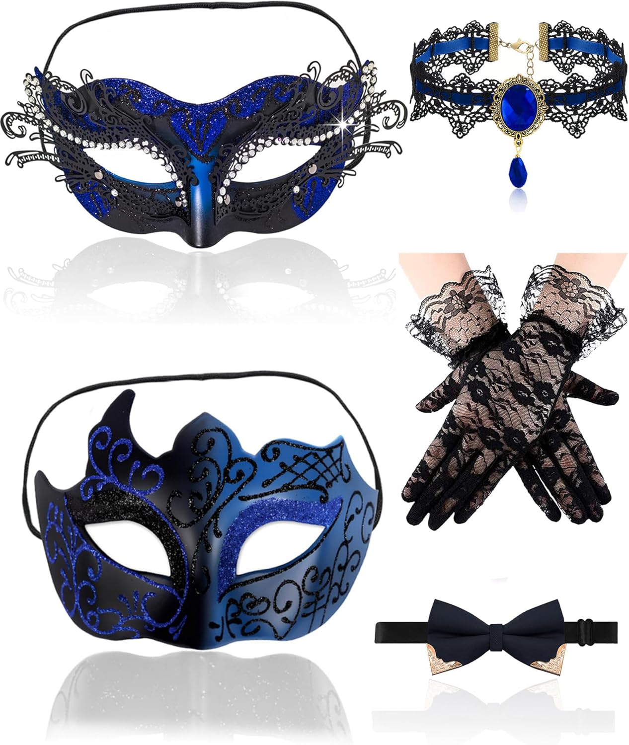 Masquerade Mask for Couples Women Men Set Halloween Mardi Gras Venetian Lace Masquerade Mask Costume Accessories