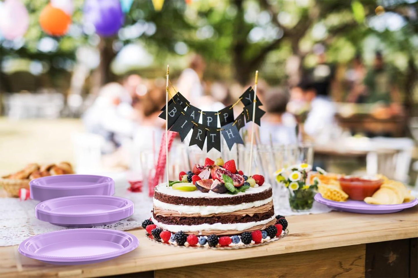 Exquisite Party Solids Lavender Plastic Plates For Party 9" Lavender Disposable Plates Heavy Duty 100 Pcs Plastic Dinnerware Sets Heavy Duty 350 GSM Disposable Dinnerware Set