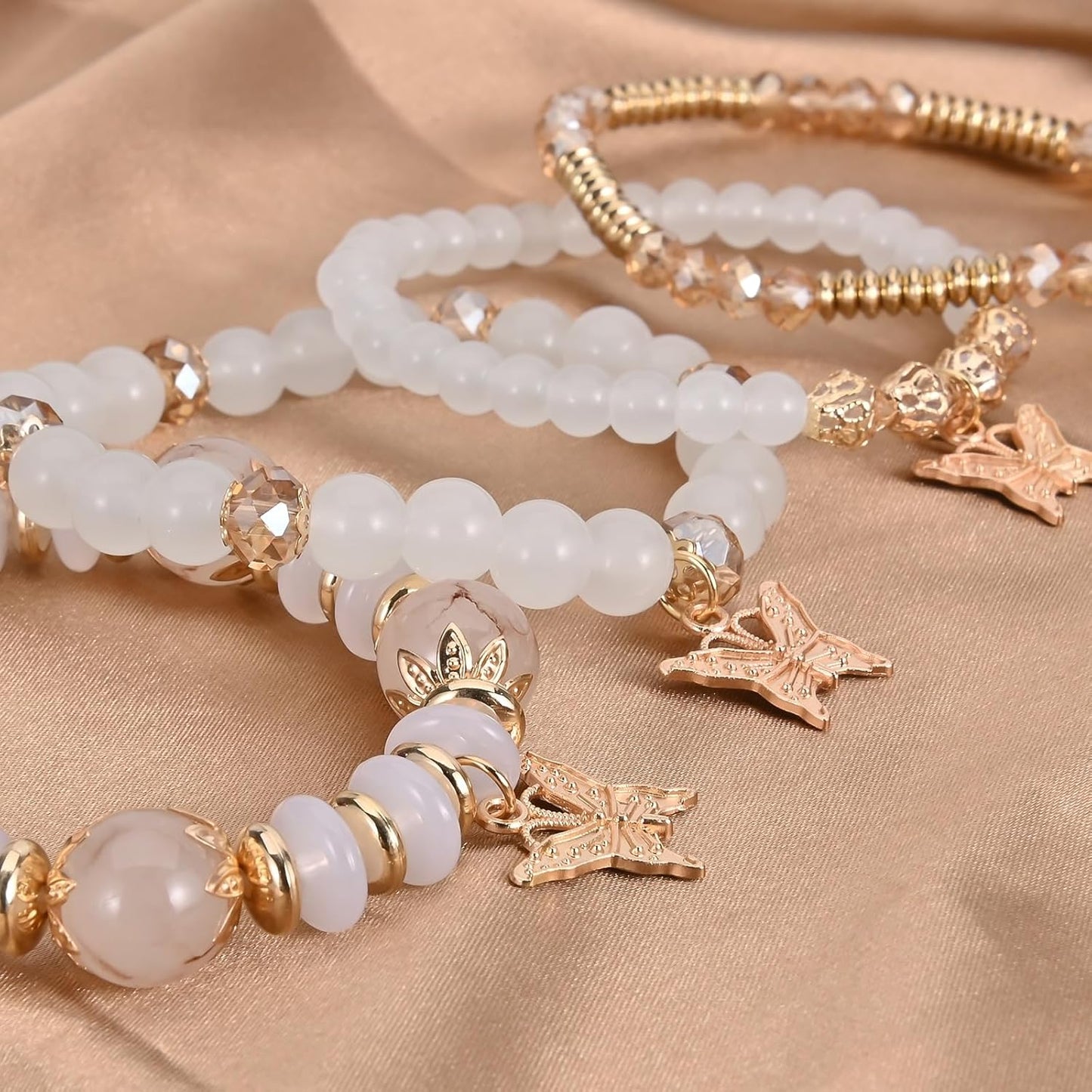 Bohemian Bracelet Sets for Women - 6 Sets Stackable Stretch Bracelets Multi-color Boho Jewelry for Women Hippie Bracelets Dainty Jewelry