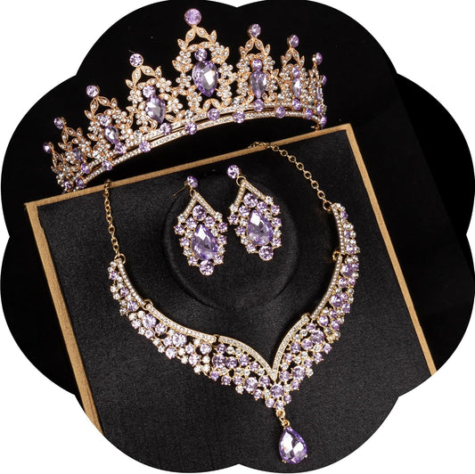 Crowns and Tiaras jewelry sets for Wedding princess birthday party Halloween Prom Pageant Jewelry for Women Crystal Bridal Jewelry Set for women