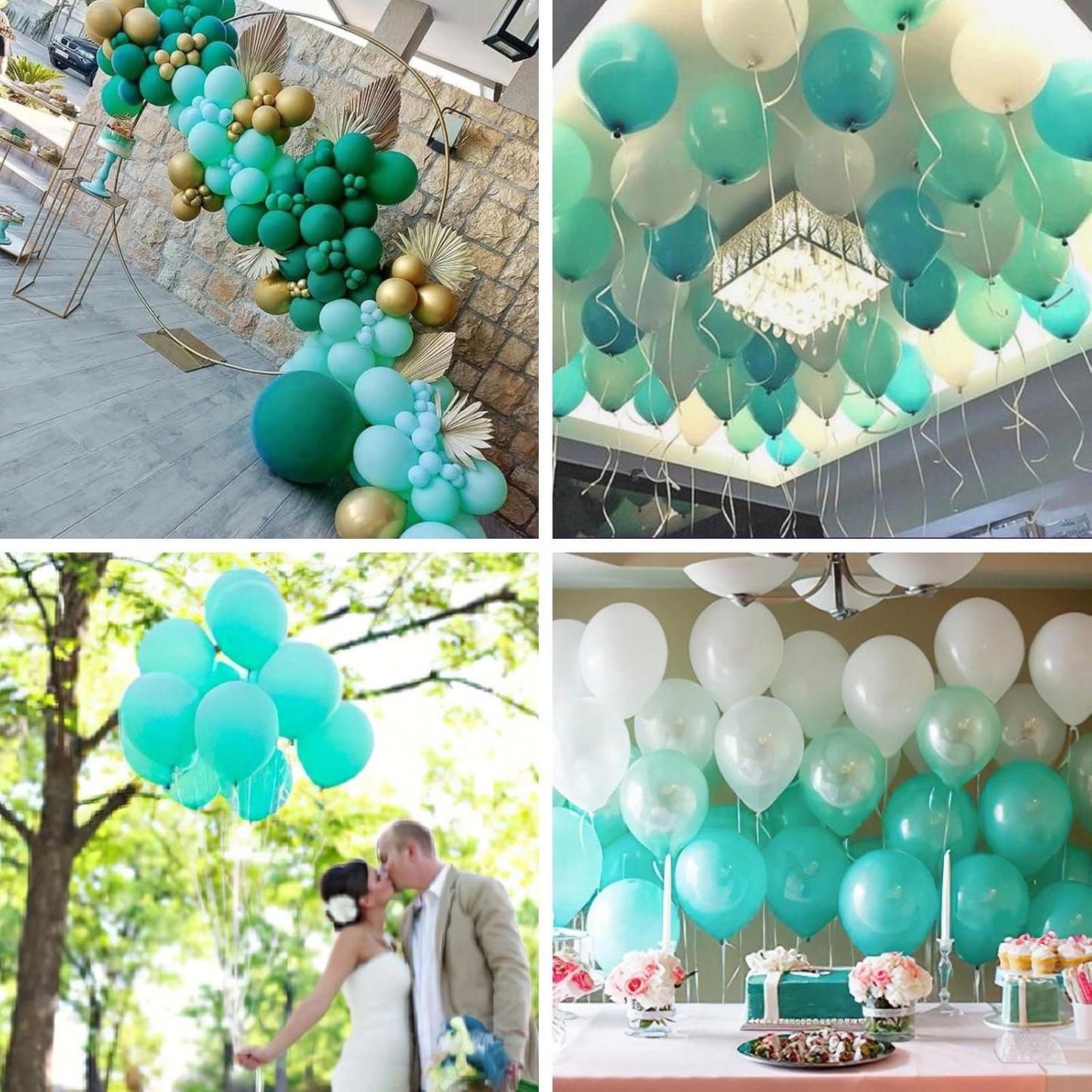 PartyWoo Teal Balloons 50 pcs 12 Inch Pearl Turquoise Aqua Blue Dark Teal Balloons for Graduation Wedding Baby Shower Bridal Shower Gender Reveal Anniversary Birthday Party Decorations Teal-Z13
