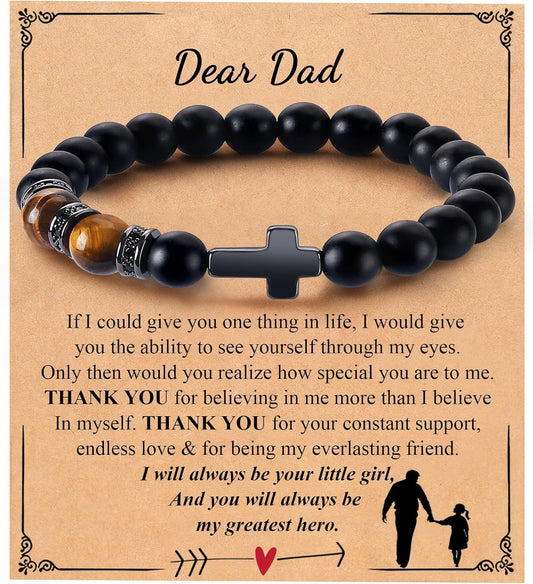 Mens Bracelet with Love Card Inspirational Jewelry Gifts for Man Christian Religious Baptism Valentines Day Graduation Retirement Christmas Beaded Bracelets Gifts