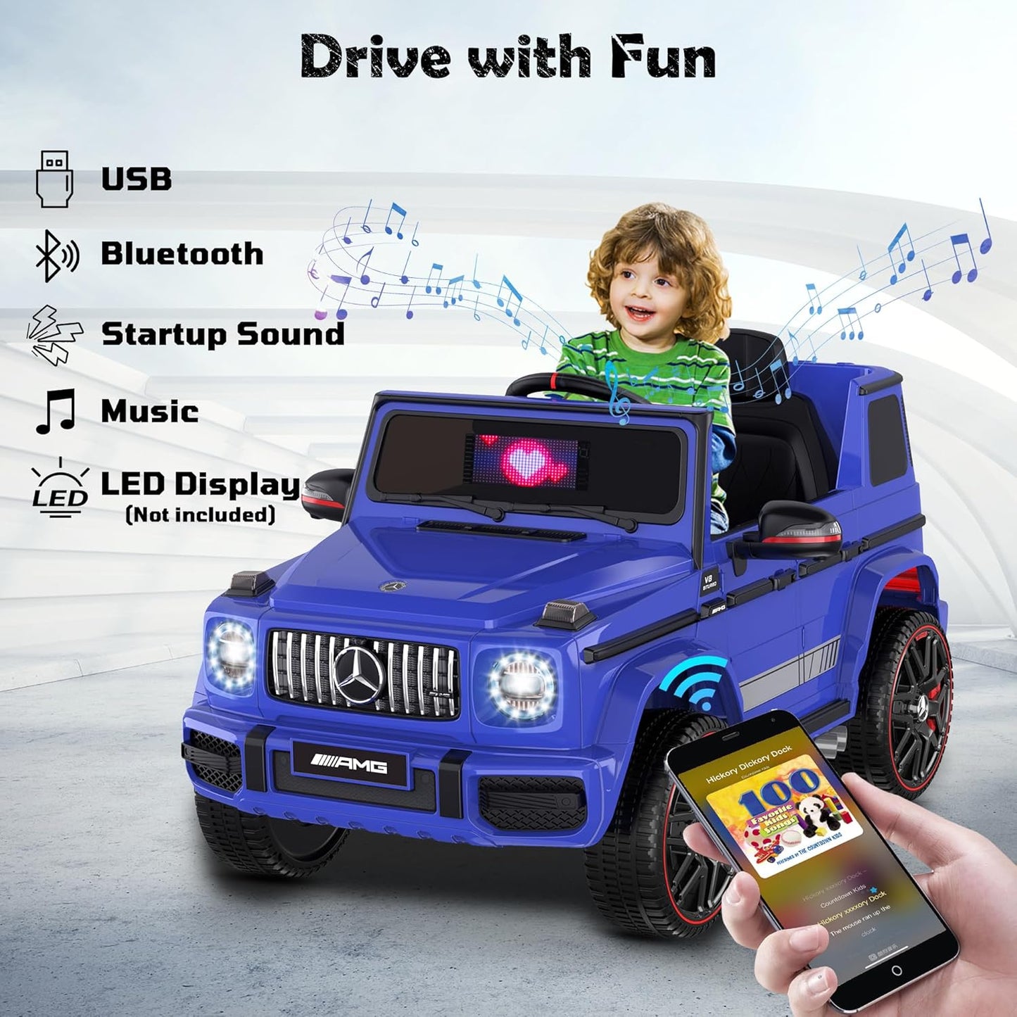 ANPABO Licensed Mercedes-Benz G63 Car for Kids, 12V Ride on Car w/Parent Remote Control, LED Headlights, Music Player & Horn, Soft Start, Low Battery Prompt, Kids Electric Vehicle, Blue