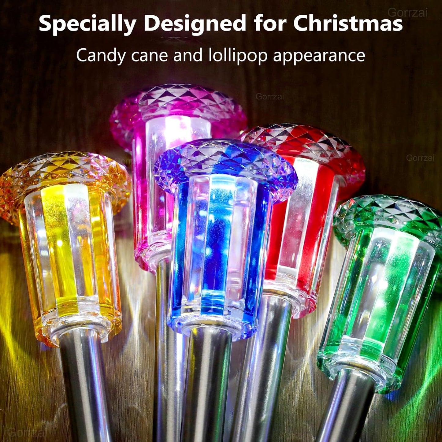 Solar Christmas Lights Outdoor Decorations 10 Pack Multicolor LED Stainless Steel Stake for Pathway Yard Garden Driveway Landscape Walkway Lighting Solar Powered Outside Holiday Decor