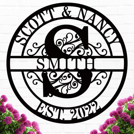 Custom Family Name Sign Personalized bridal shower gifts wedding gifts for newlyweds Monogram Wall Decor Initial Split Letter Monogram Sign any years anniversary best Gift