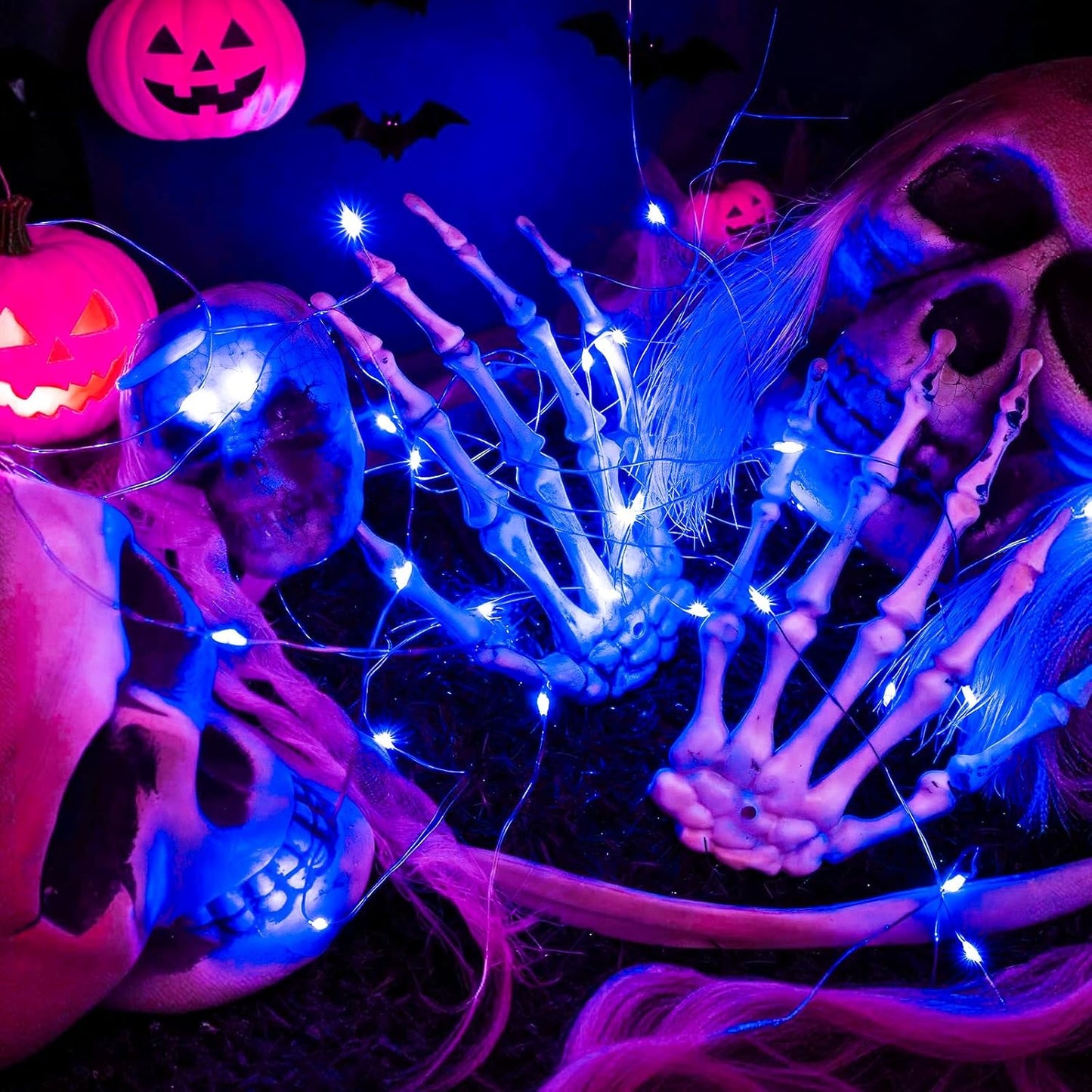 ZGWJ 8 Pack Fairy Lights Battery Operated, 7ft 20 Mini LED Fairy String Lights Silver Wire 3 Modes for DIY, Parties, Wedding, Bedroom, Halloween Christmas Decoration Blue