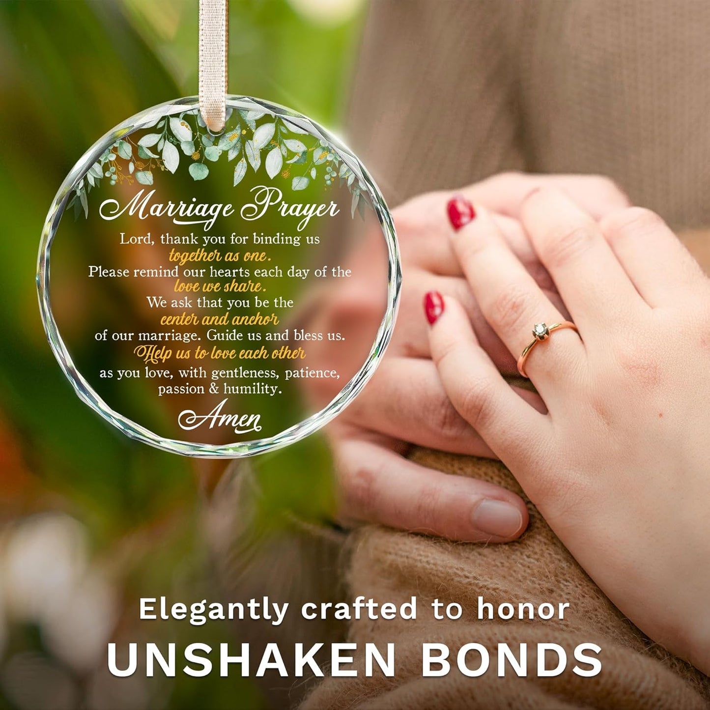 ZAGKOO Christian Wedding Gifts for Couple 2025 - Marriage Prayer Religious Wedding Gift for Newlyweds, Married Couples Anniversary, Bride, Groom - Mr & Mrs Decor, Bridal Shower Gift - Glass Ornament