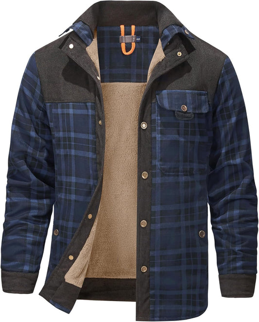 Mr.Stream Men's Outdoor Casual Vintage Long Sleeve Plaid Flannel Button Down Shirt Jacket