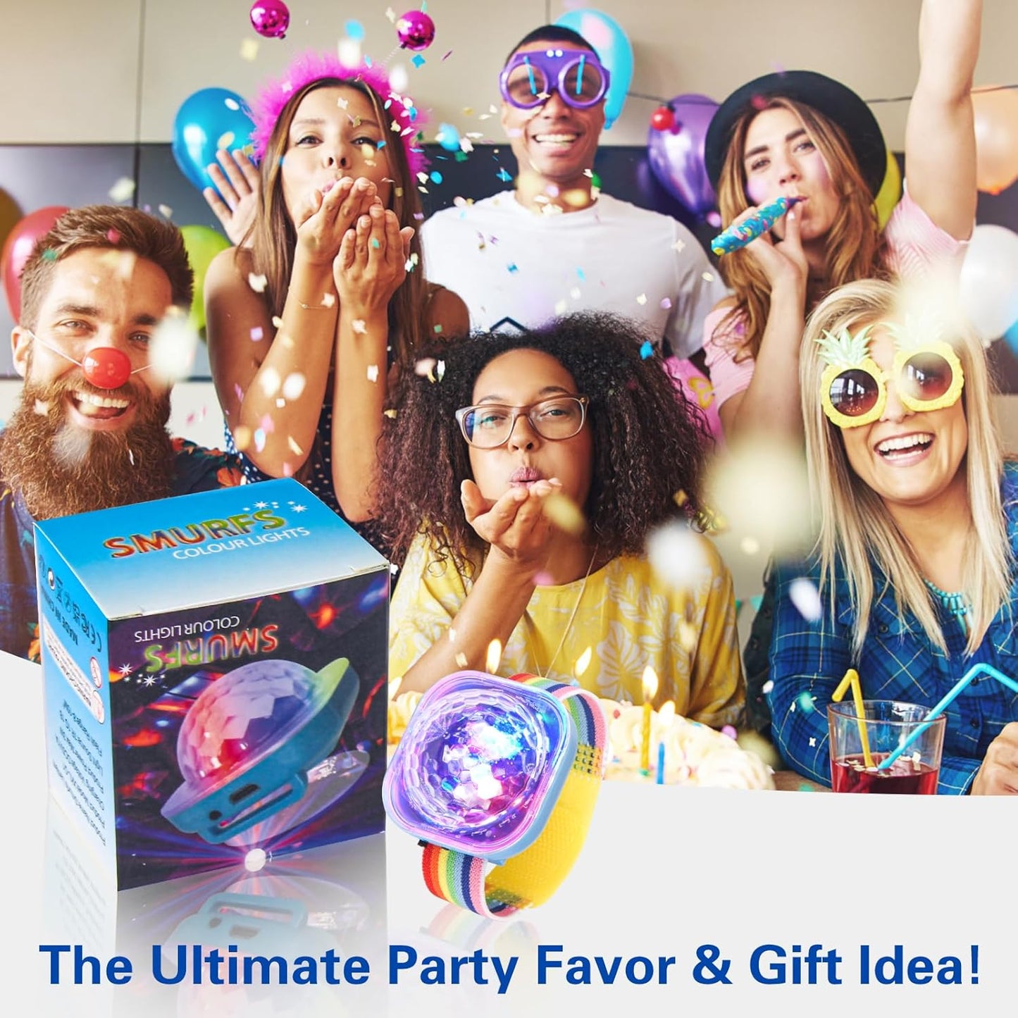 LED Light-Up Party Bands 【2-Pack】- Sound-Activated Rechargeable Glow Accessories with 5 Flashing Modes for Raves, Festivals, Concerts, Night Events, Party Favors, Birthday Supply, Holiday Celebrations