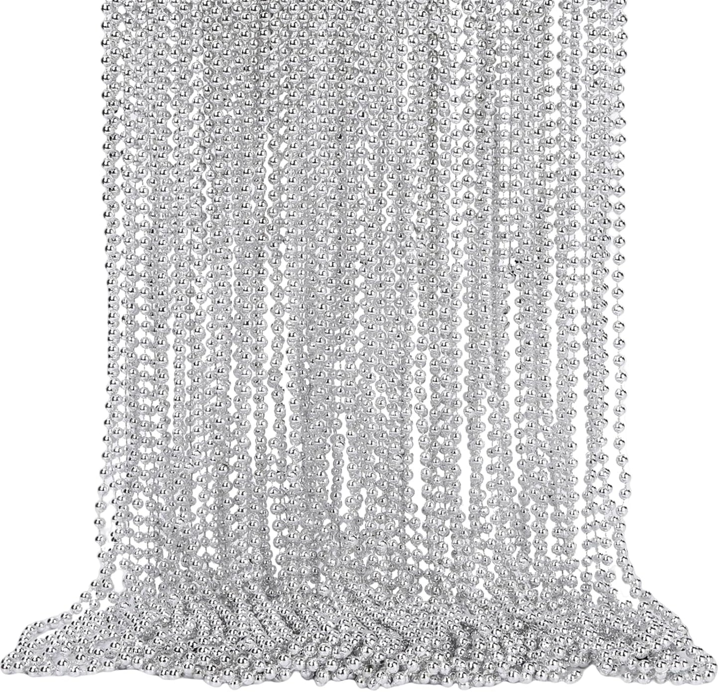 48 Pack Mardi Gras Beads Necklaces, 33 Inch Plastic Beads for Party Favors, Festival Decorations, Parade Throws, Christmas, St. Patrick's Day Celebrations