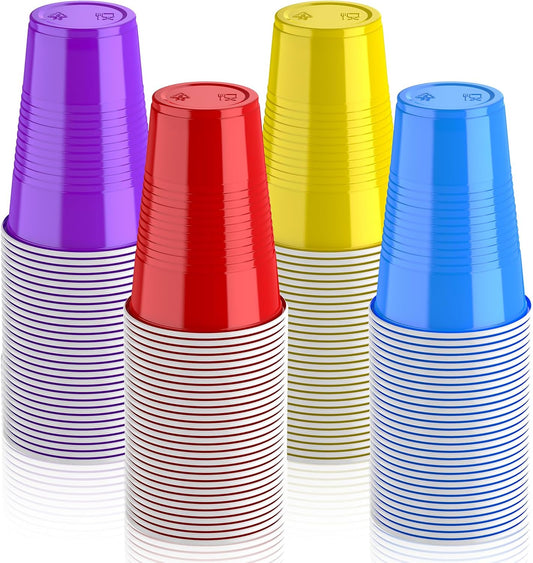 Lilymicky 200 Pack 16 oz Disposable Plastic Cups, Assorted Color Plastic Party Cups for Parties, Events, Game and BBQ