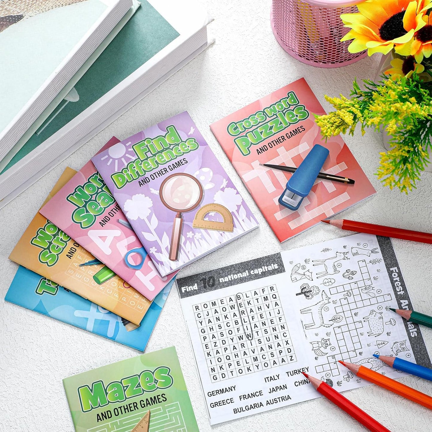 Hungdao 48 Pcs Mini Activity Books for Boys and Girls, Fun and Games, Challenging Activities Include Mazes, Word Scramble and More Bulk Gifts for Students Party Classroom Goodie Bag Stuffers