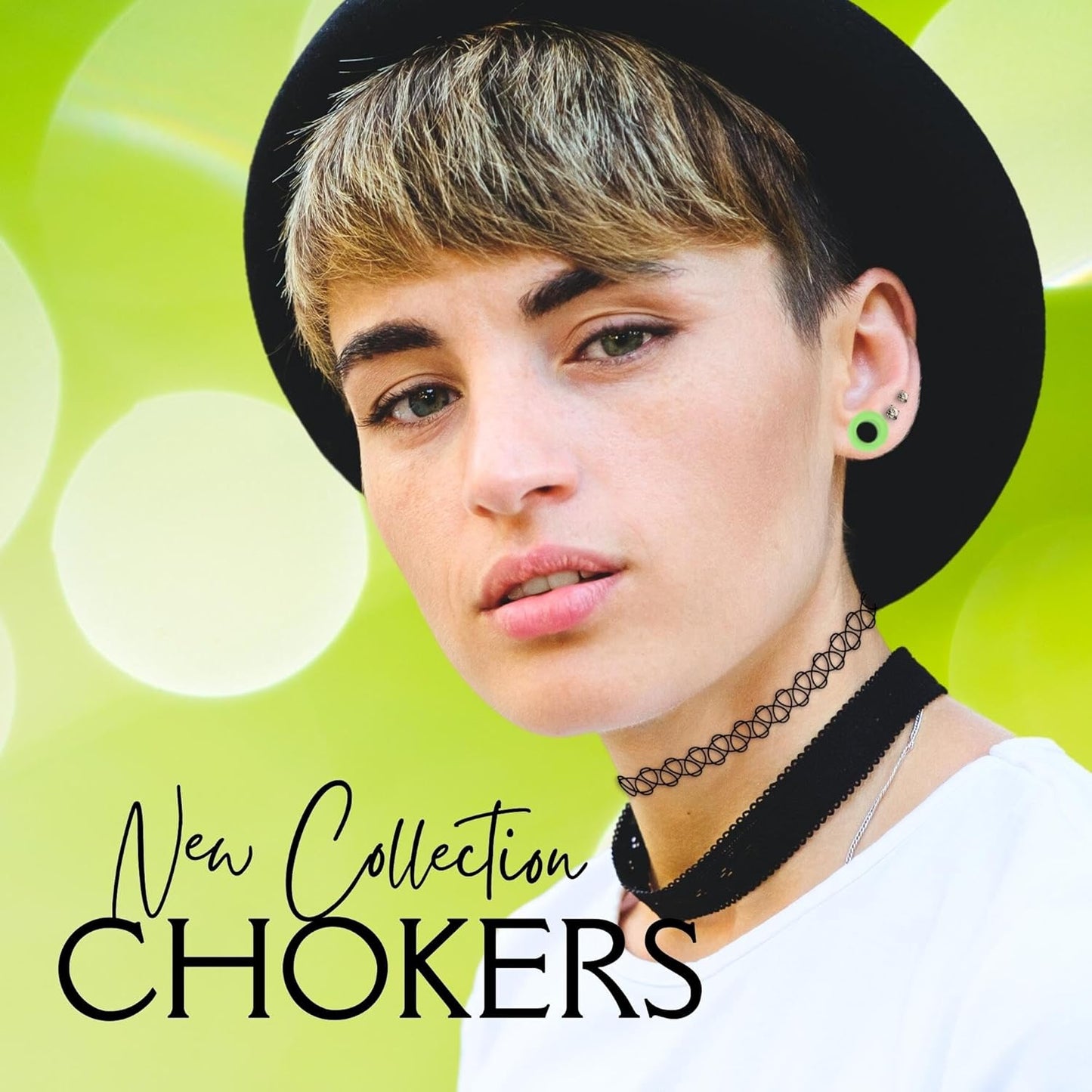 BodyJ4You 12PC Tattoo Choker Necklace - 90s Accessories 2000s Jewelry Y2K Fashion Vintage Trendy - Rainbow Goth Black Pink Green Blue White - Adjustable Stretchy Elastic Necklace Summer Vacation Set