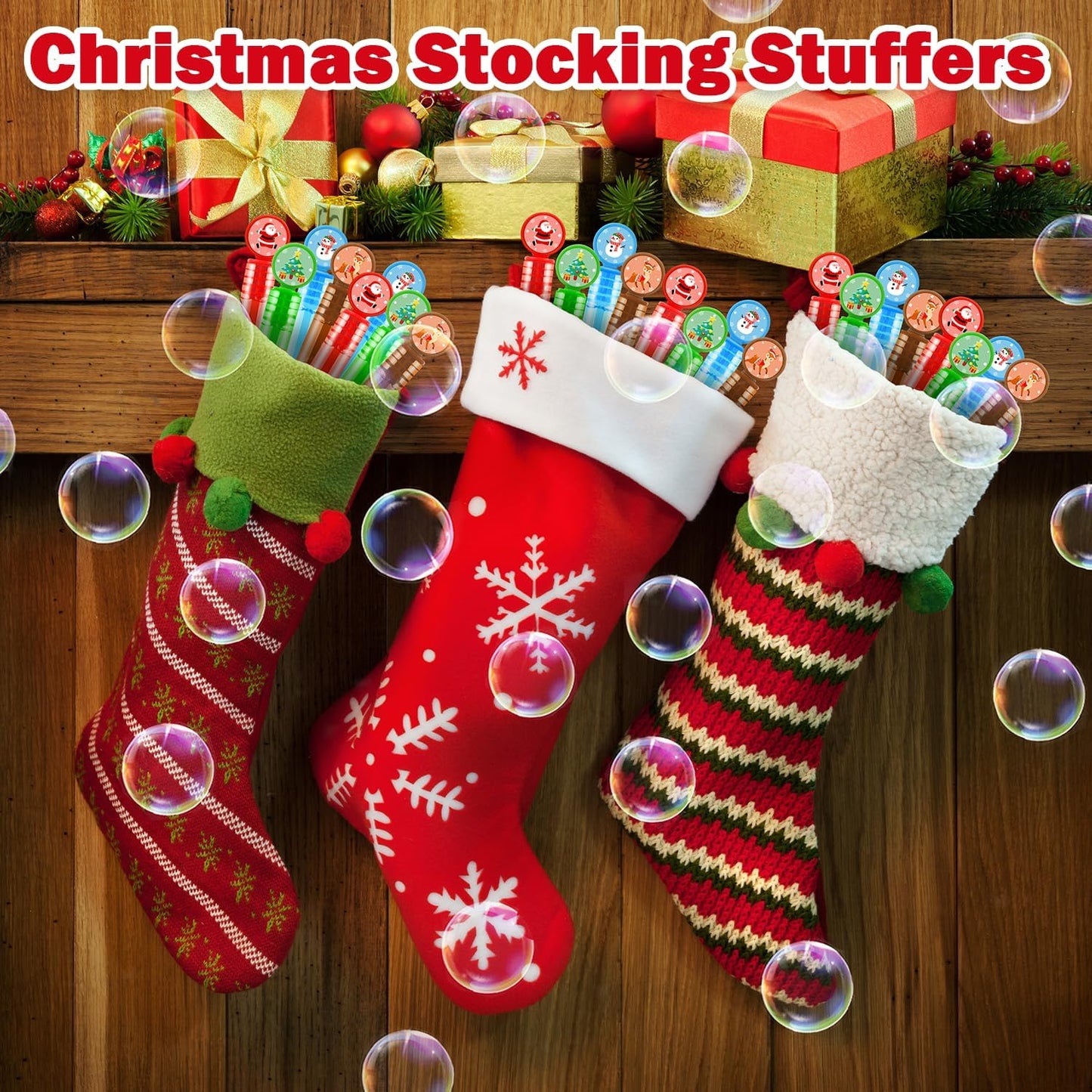 200 Pack Christmas Mini Bubbles Giveaways Trinkets Prizes for Kids, Bulk Xmas Classroom Gifts Party Favors Supplies Games for Toddlers,Holiday Small Toys Basket Pinata Stocking Stuffers for Boys Girls