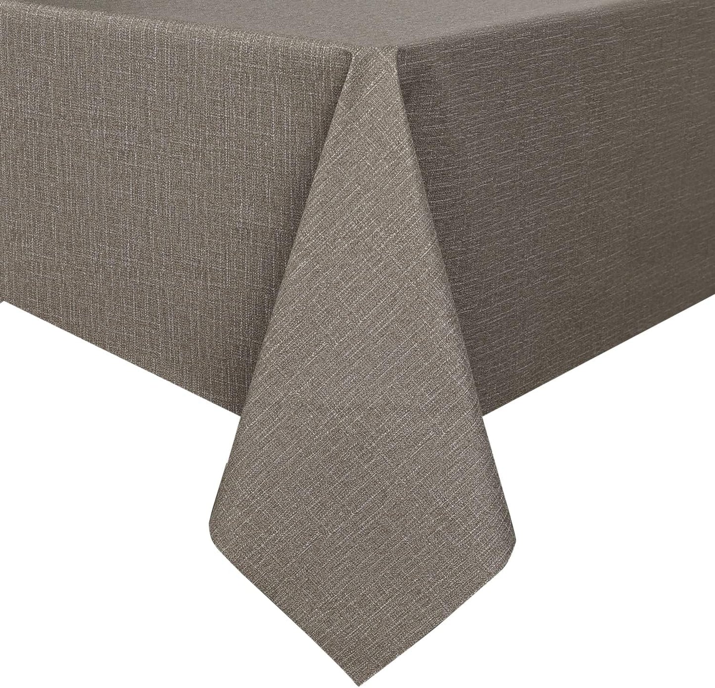 Romanstile 100% Waterproof PVC Tablecloth, Rectangle Oil Spill Proof Stain Resistant Vinyl Table Cloth, Wipe Clean Plastic Table Covers for Kitchen/Dining/Parties - 54 x 120 Inch, Brown