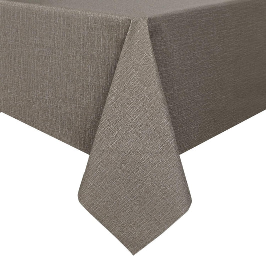 Romanstile 100% Waterproof PVC Tablecloth, Rectangle Oil Spill Proof Stain Resistant Vinyl Table Cloth, Wipe Clean Plastic Table Covers for Kitchen/Dining/Parties - 60 x 120 Inch, Brown
