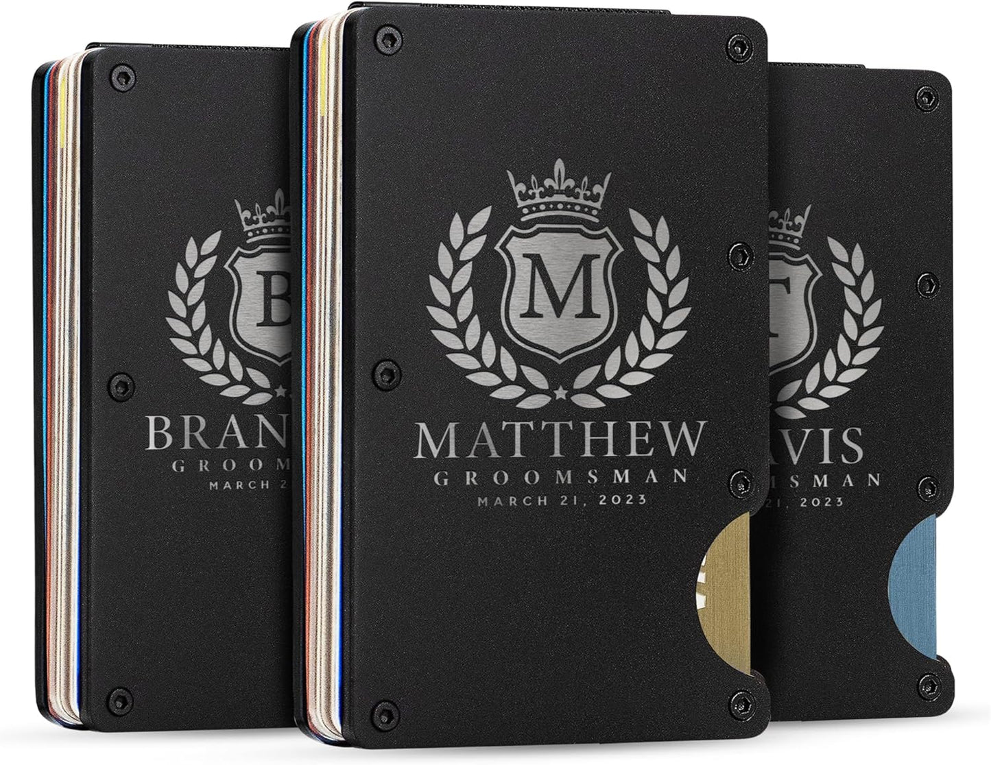 Amazing Groomsmen Proposal Set - Personalized Gifts for 3 Groomsmen, Custom Wallet Set, Wedding Gifts for Men - D2