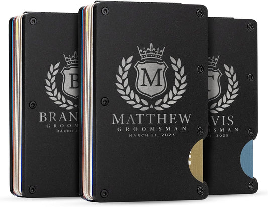 Amazing Groomsmen Proposal Set - Personalized Gifts for 3 Groomsmen, Custom Wallet Set, Wedding Gifts for Men - D2