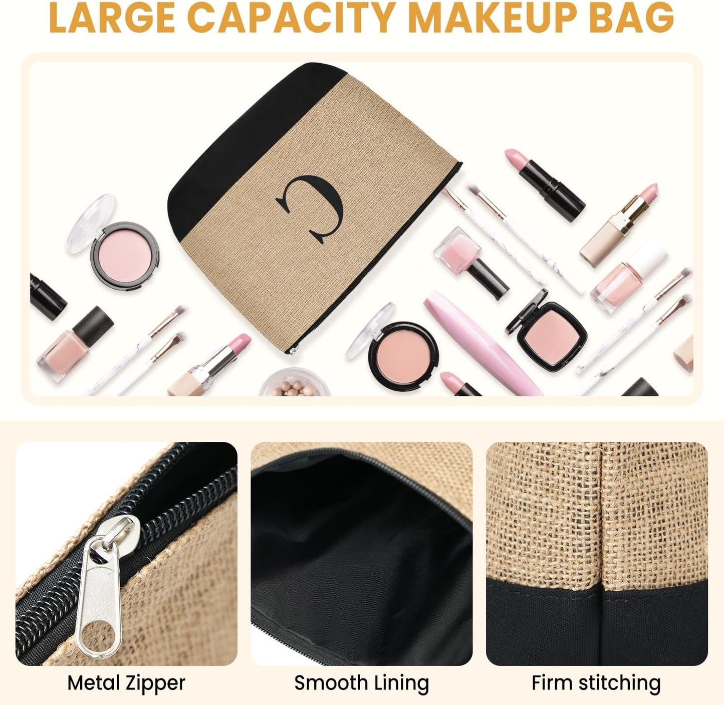 BAGAIL Initial Tote Bag, Personalized Birthday Gifts for Women, Teacher, Friends, Mom, Wedding, Monogrammed Beach Bag