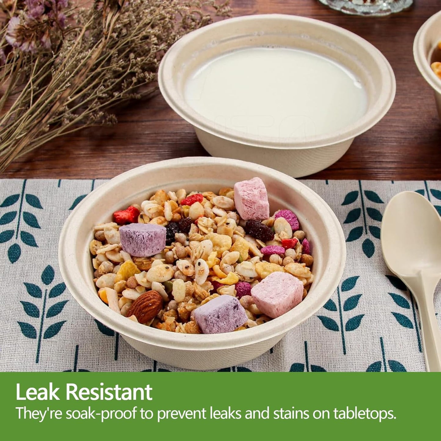 Homestockplus 16 Oz Disposable Bowls Heavy Duty Small Paper Bowls made of 100% Compostable Heavy-duty Quality Natural Bagasse Biodegradable Bowls for Ice Cream, Dessert And Chili ect.[50 Pack]