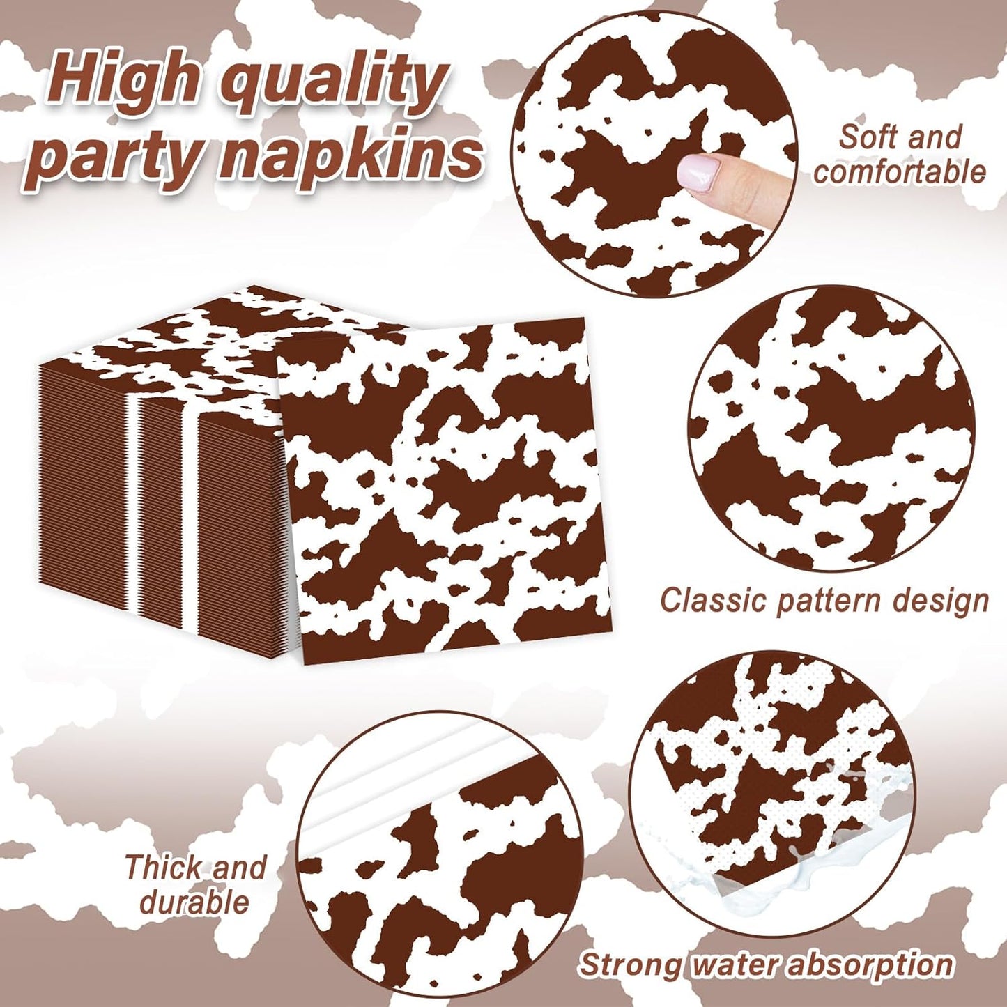 200 Pcs Highland Cow Birthday Tableware Disposable Brown Cow Paper Plates Napkins Party Supplies Highland Cattle Dinnerware Set Western Farm Animals Kids Baby Shower Party Decoration Serve 50 guest