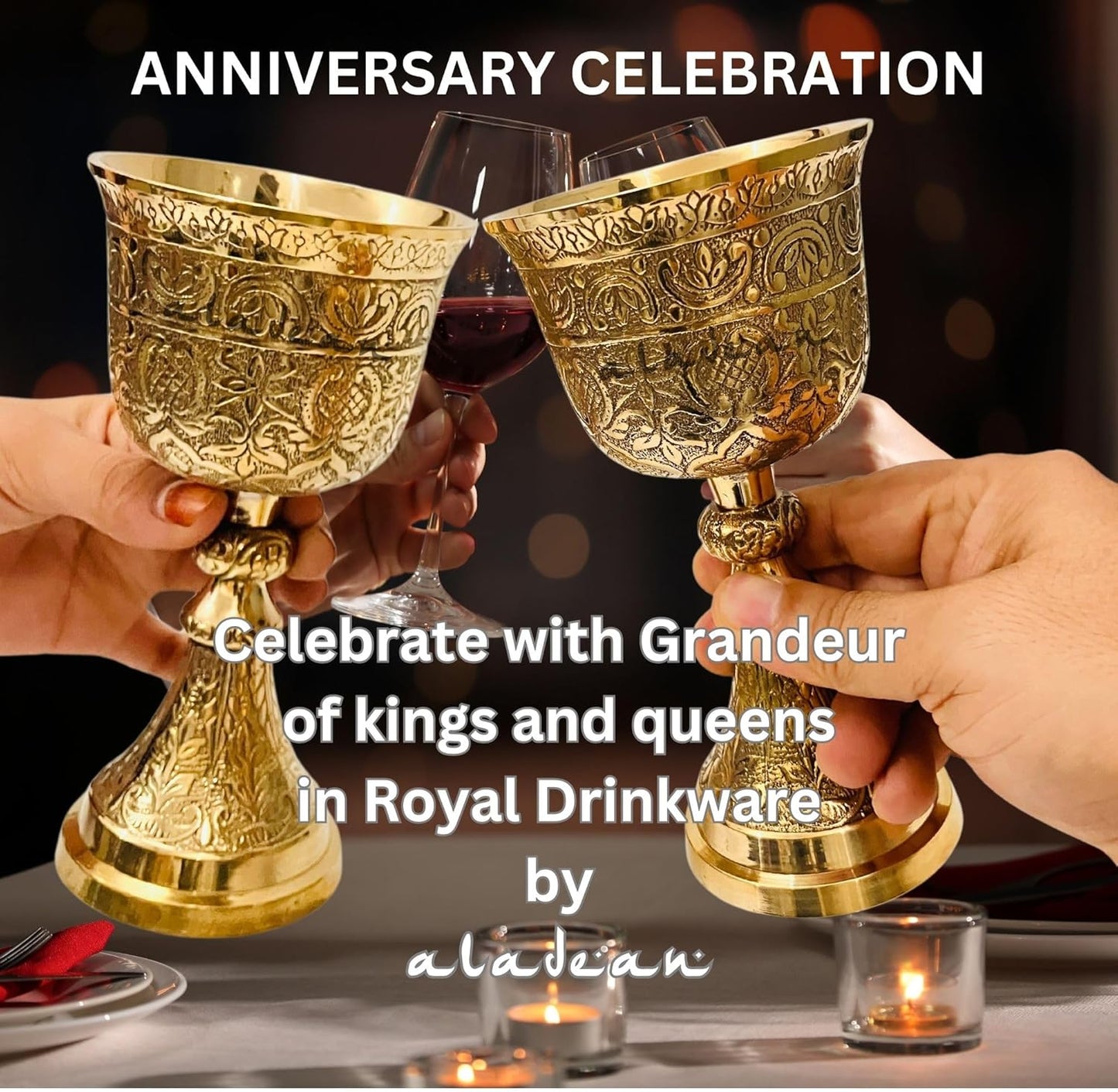 ALADEAN Vintage Chalice Goblet | 1x Royal Wine Cups of King Arthur - Renaissance Medieval Goblet Gifts, Wedding Anniversary Ceremonial Drinkware Pack of 1pc (King Chalice)