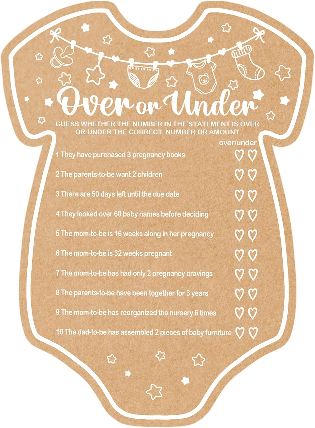Baby Shower Games, Over or Under Baby Shower Game, Set of 30 Cards, Baby Games for Baby Shower, Baby Shower Decorations, Baby Shower Ideas