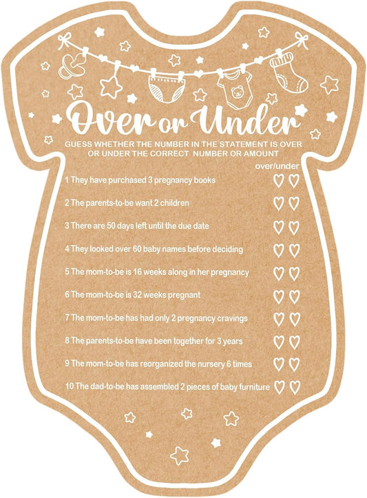 Baby Shower Games, Over or Under Baby Shower Game, Set of 30 Cards, Baby Games for Baby Shower, Baby Shower Decorations, Baby Shower Ideas