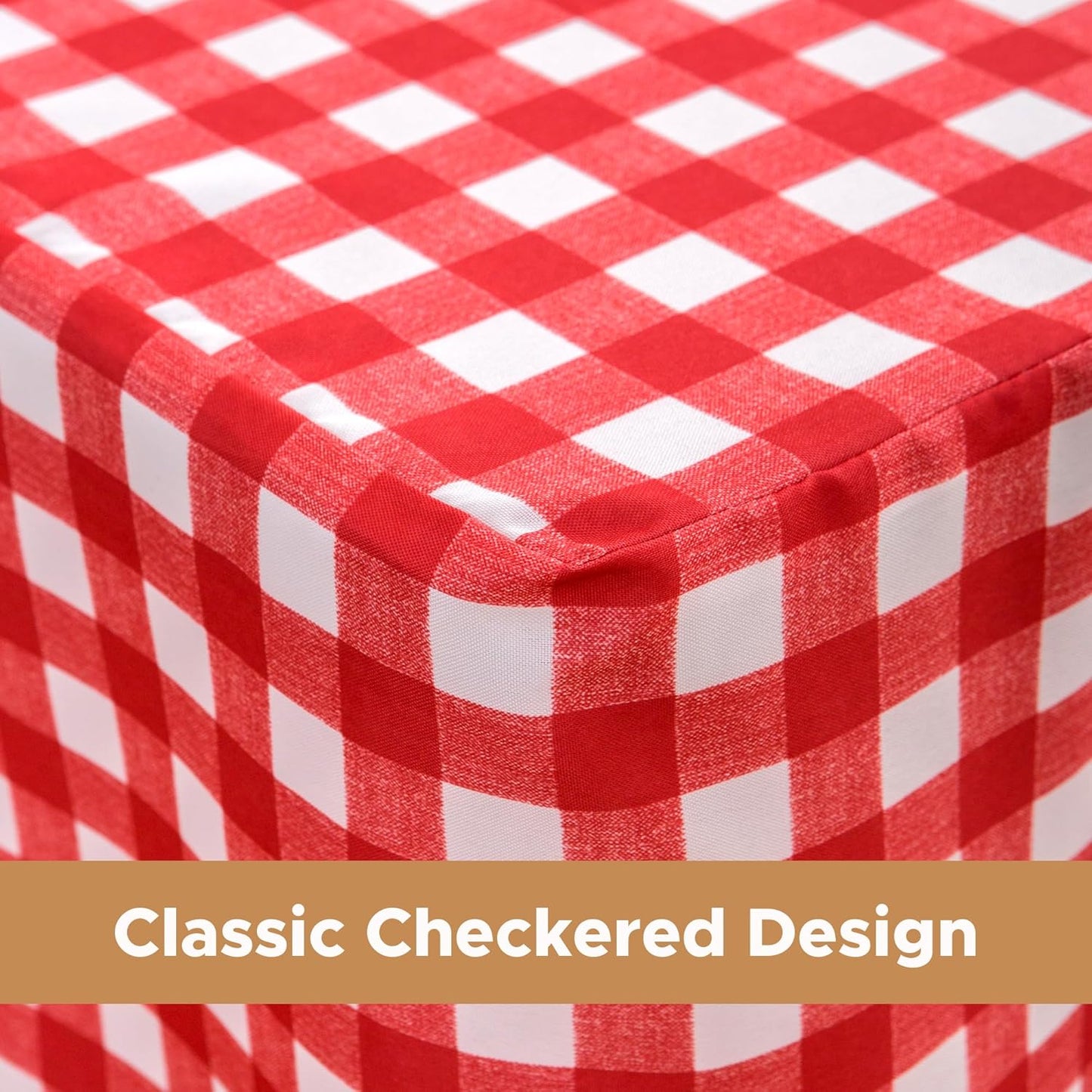HolidayIdeas Checkered Fitted Table Covers for 8 Foot Tables - 96 x 30 Inch - 2 Pack Rectangle Table Clothes Buffalo Plaid Table Cover for Folding Table, Parties, Picnic, Trade Show (Red and White)