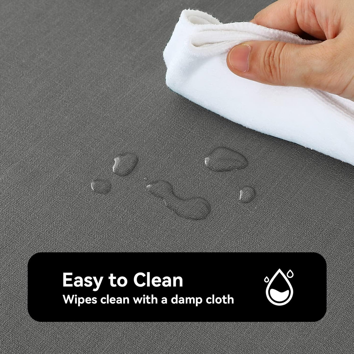 Romanstile 100% Waterproof PVC Tablecloth, Rectangle Oil Spill Proof Stain Resistant Vinyl Table Cloth, Wipe Clean Plastic Table Covers for Kitchen/Dining/Parties - 60 x 102 Inch, Dark Grey