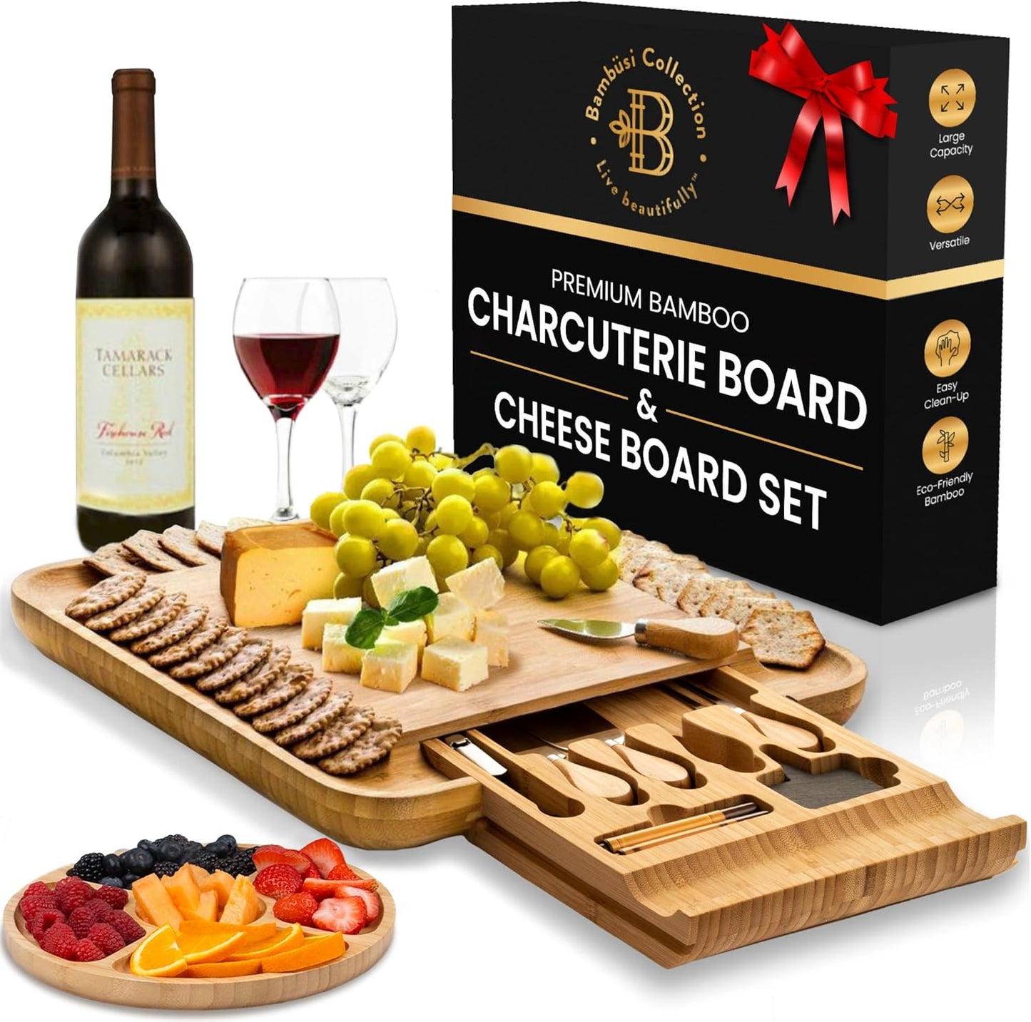 Charcuterie Board Gift Set - Bamboo Cheese Board and Knife Set - Housewarming Gifts for New Home, Wedding Gifts for Couples 2025, Bridal Shower Gifts, Birthday Gifts for Women