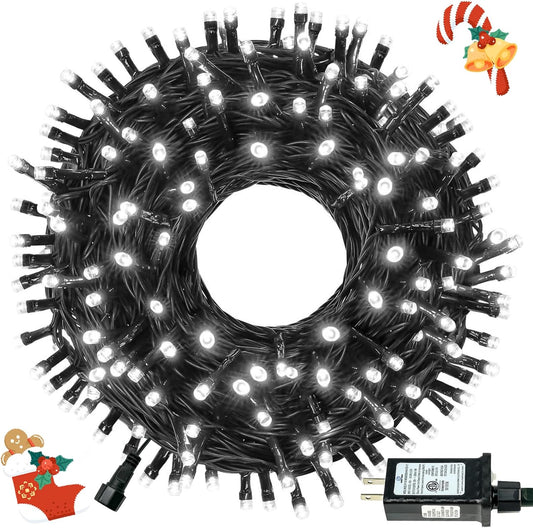Connectable 100LED 42Ft 13Modes Christmas String Lights Indoor Outdoor | Extendable Green Wire Cool White Christmas Tree Lights with Timer | Twinkle Fairy Light Plug in for Xmas Tree(Cool White)