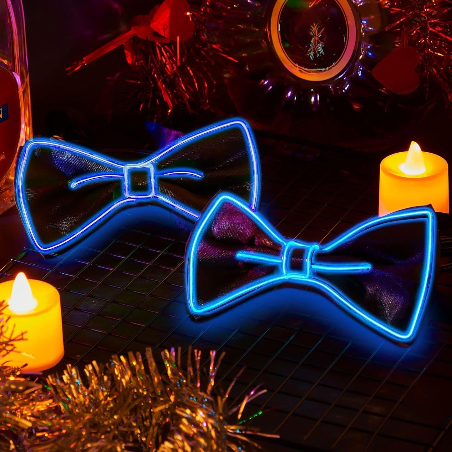Hercicy Light up Bow Tie for Men LED Neon Bowtie Funny Ties Women Glow in the Dark Party Costume