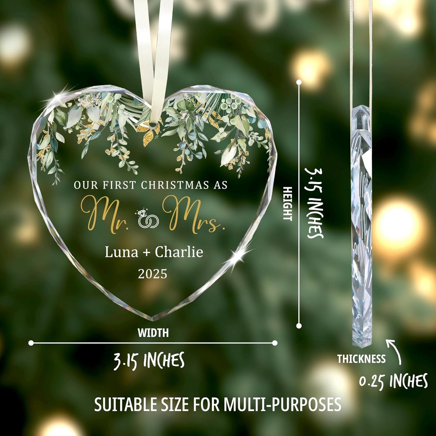 Personalized The Year We Became Mr. & Mrs. 2025 Ornament – First Christmas Married Ornaments – Wedding Ornament 2025 Gift for Couples – Just Married Ornaments Gifts for Newlyweds