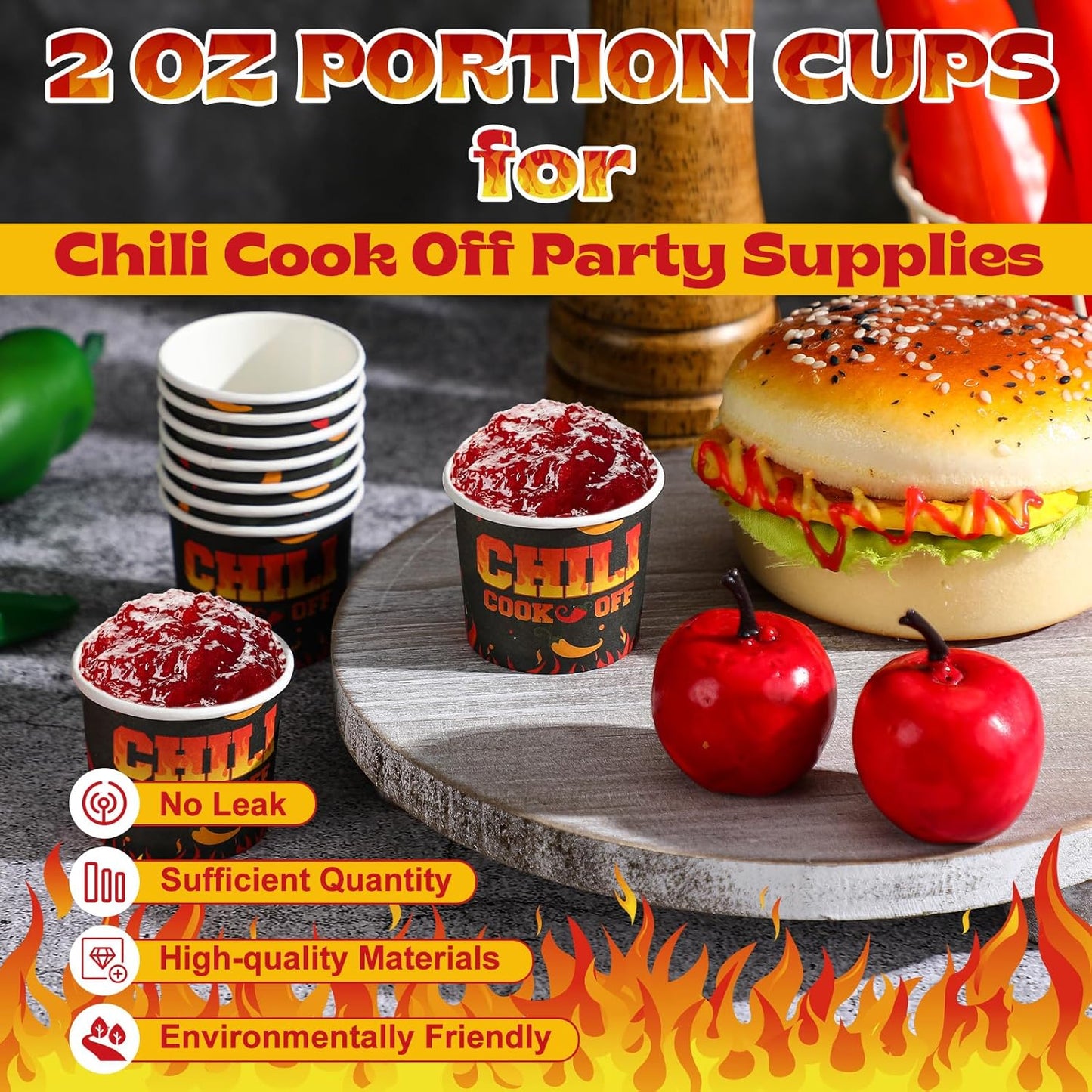 300 Pcs 2 oz Chili Cook off Decorations Mini Chili Cook off Cups Disposable Food Sample Cups Small Tasting Paper Bowls for Mexican Back to School Party Supplies