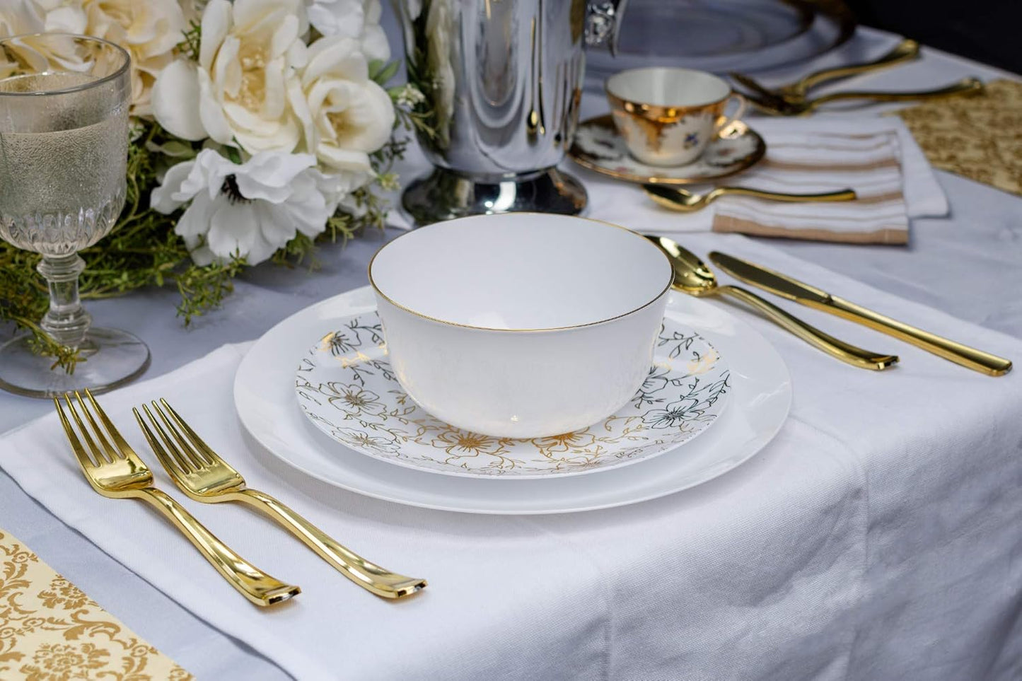 Trendables™ Premium 8 Inch. Disposable Plastic Plates, Food Grade Plastic Salad/Dessert Plates - Versa Design - 40 Pack