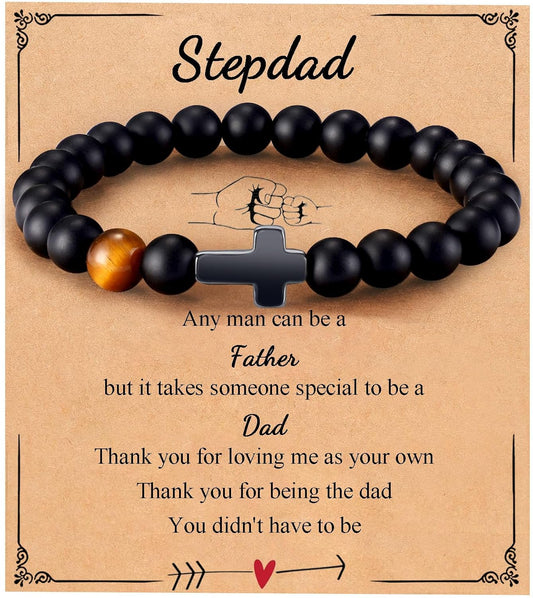 Mens Bracelet with Love Card Inspirational Jewelry Gifts for Man Christian Religious Baptism Valentines Day Graduation Retirement Christmas Beaded Bracelets Gifts