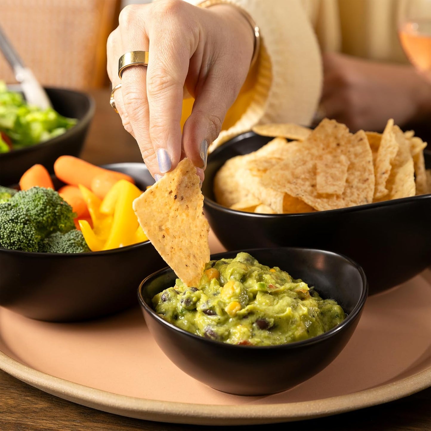 Home Beets Matte Black Ceramic Serving Bowls for Entertaining, 10-18-28-42 Ounce, Microwave, Oven & Dishwasher Safe, Large Serving Dishes, Prep Salad Bowls for Pasta, Parties, Catering, Set of 4