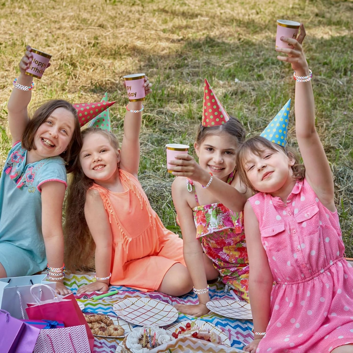 Cunno 36 Pcs Kids Friendship Bracelets for Girls Women Beads Bracelets Surfer Stretch Beaded Cute Colorful jewelry for Birthday Goodie Bag Stuffers Fillers School Gifts Party Favors(Simple Style)