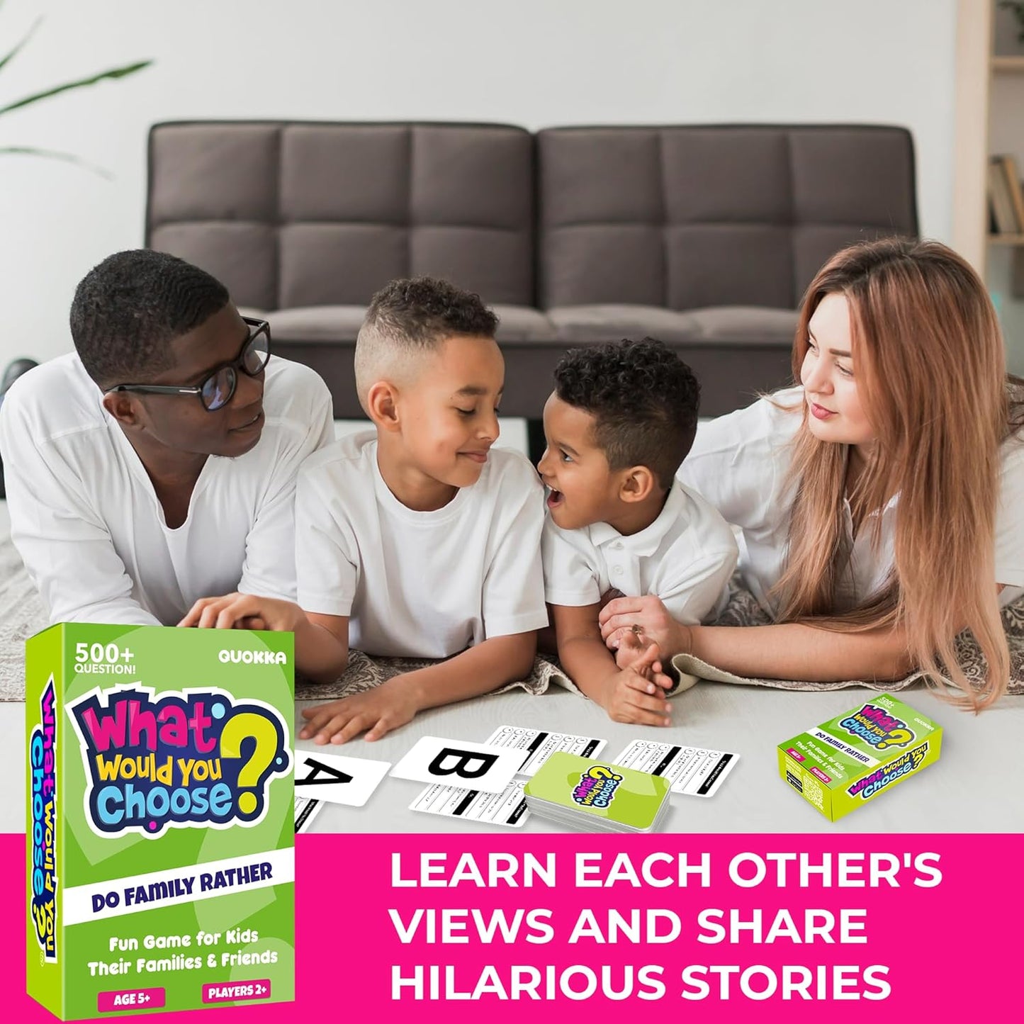 QUOKKA Board Game for 8-12 Year Olds - Family Edition - Family Card Game for Kids Ages 5-8 - What Would You Choose | Do Kids Rather? | Pick Your Answer | Get to Know Night for Children and Parents