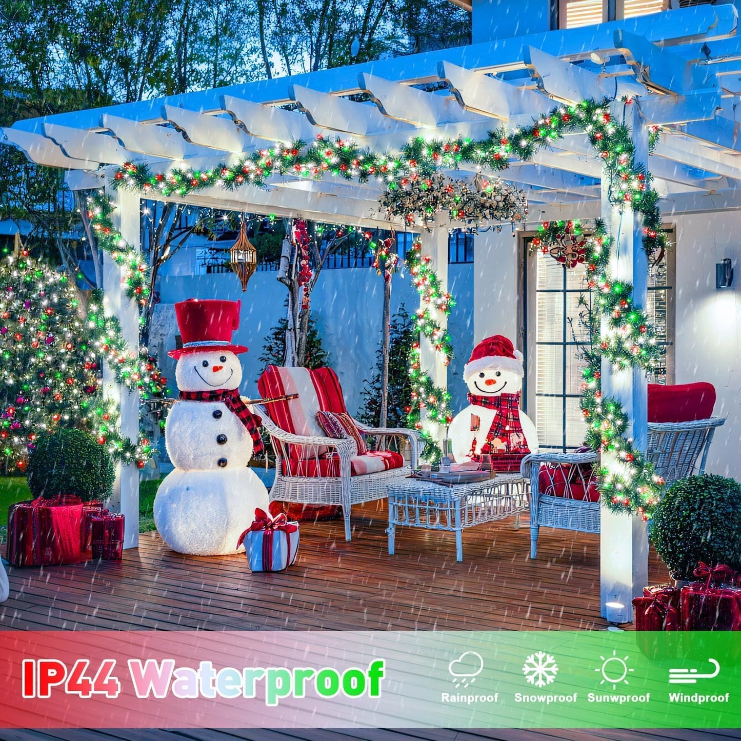 JMEXSUSS 200 LED Red White and Green Christmas Lights Outdoor, 66ft String Lights Indoor Clear Wire, Christmas Tree Lights Plug in for Bedroom Tree Christmas Party Decorations