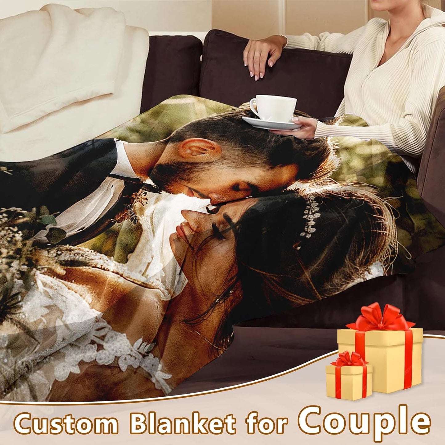 Yofair Ships Next Day, Custom Blanket with Picture Anniversary Wedding Gifts for Women Men Personalized Photo Blankets I Love You Couple Gift for Boyfriend Girlfriend Wife Husband