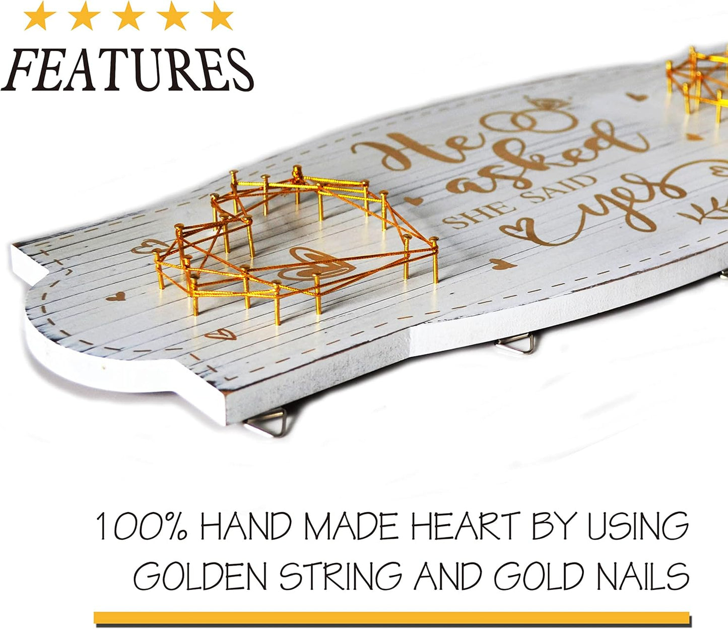 Yudarte Wedding Engagement Gifts for Women Bride to Be - Romantic Wall Picture Organizer with Clips and Twine For Newly Engaged Couples - He Asked,She Said Yes