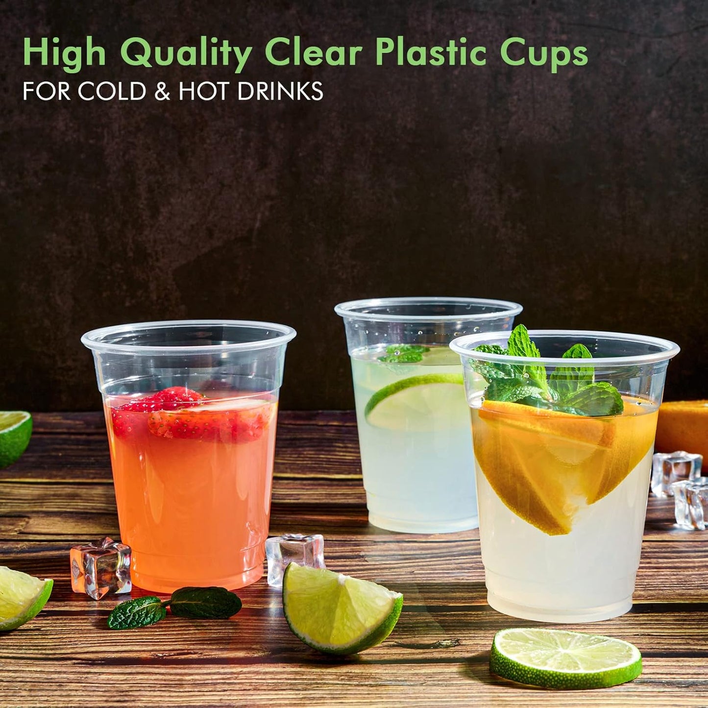 FOCUSLINE 300pack 12 oz Clear Plastic Cups Disposable, Plastic Clear Cups Disposable, DrinkIng Cup for Water, Juice, Soda, Ice Coffee