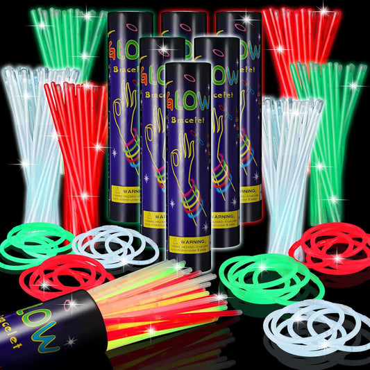 Libima 600 Pcs Glow Sticks Bulk with Connectors 8 Inch Glow Stick Necklaces Glow Stick Bracelets Bulk Glow in the Dark Party Supplies for Easter Christmas New Year