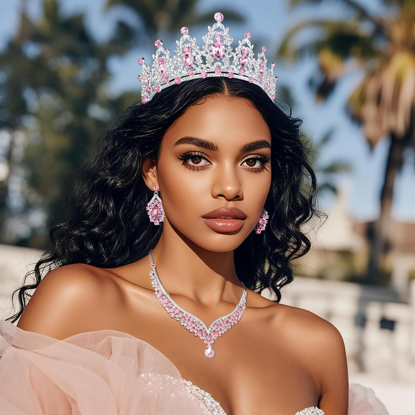 Crowns and Tiaras jewelry sets for Wedding princess birthday party Halloween Prom Pageant Jewelry for Women Crystal Bridal Jewelry Set for women