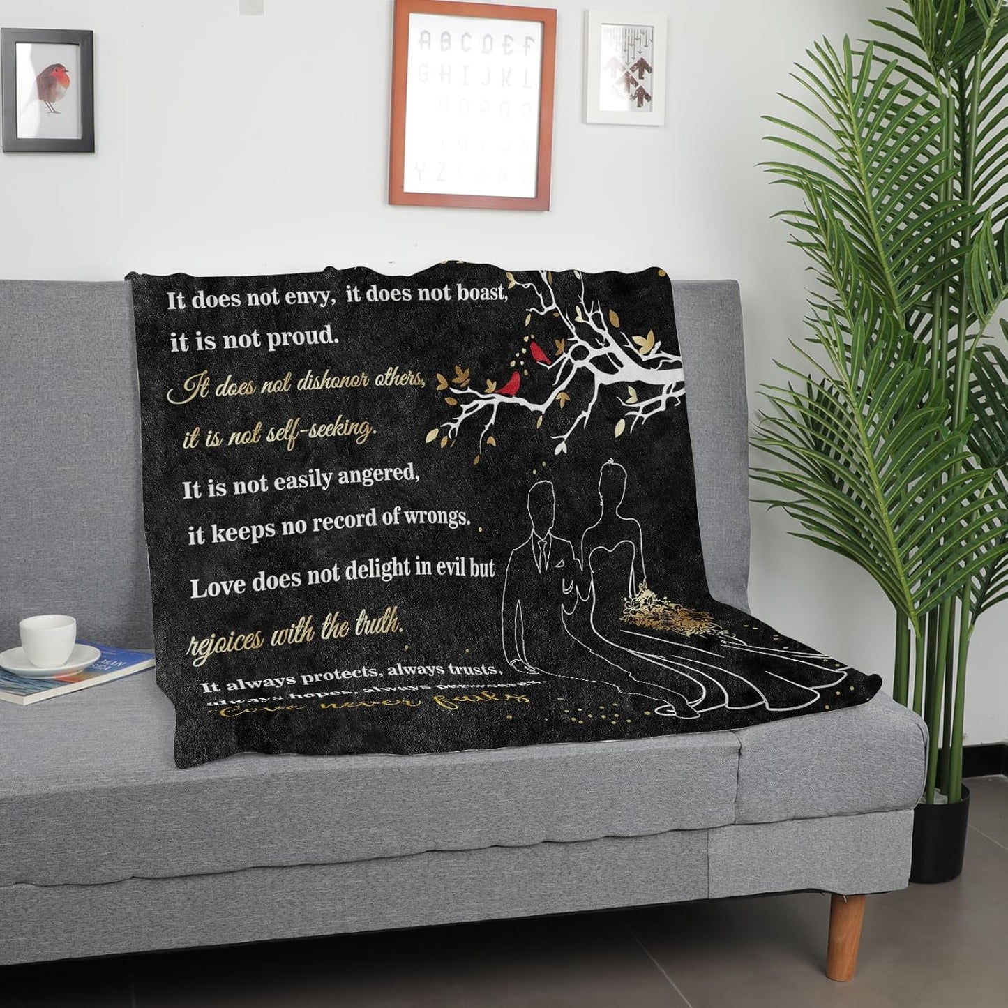 Wedding Gifts for Couples 2025 Soft Blanket, Bridal Shower Gifts for Bride to Be, Anniversary Romantic Gifts for Her, Wedding Gifts for Newlyweds Wedding Throw Blanket 60 * 80, Black Gold