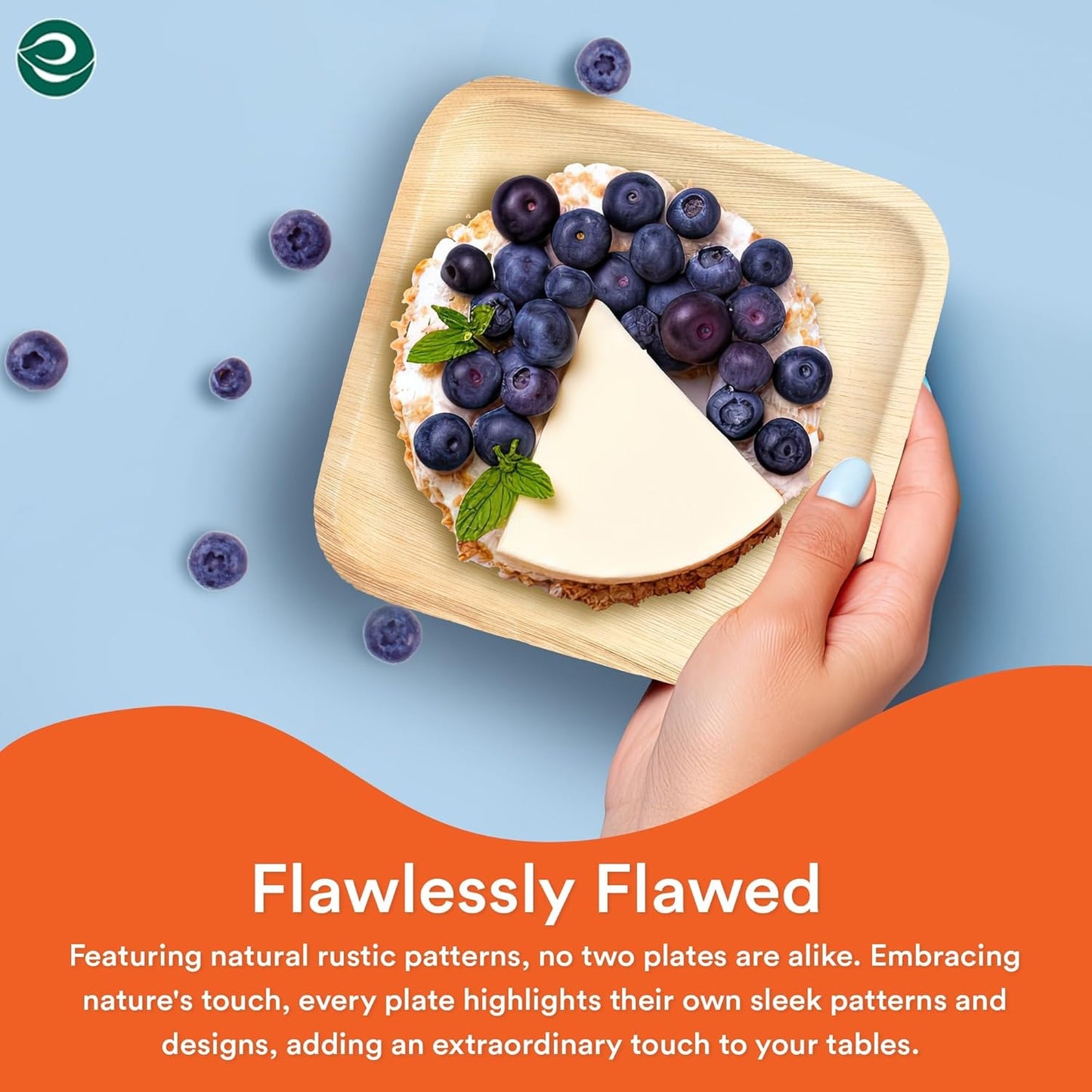 ECO SOUL 100 Count Round Palm Leaf Plates of 6 Inch - Disposable, Eco-Friendly, Biodegradable Bamboo Plates - Perfect for Parties, Catering, Weddings & Large Events